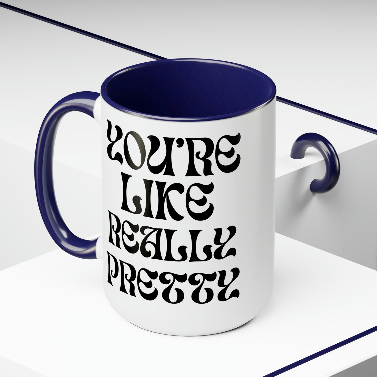 Really Pretty Two-Tone Coffee Mugs, 15oz