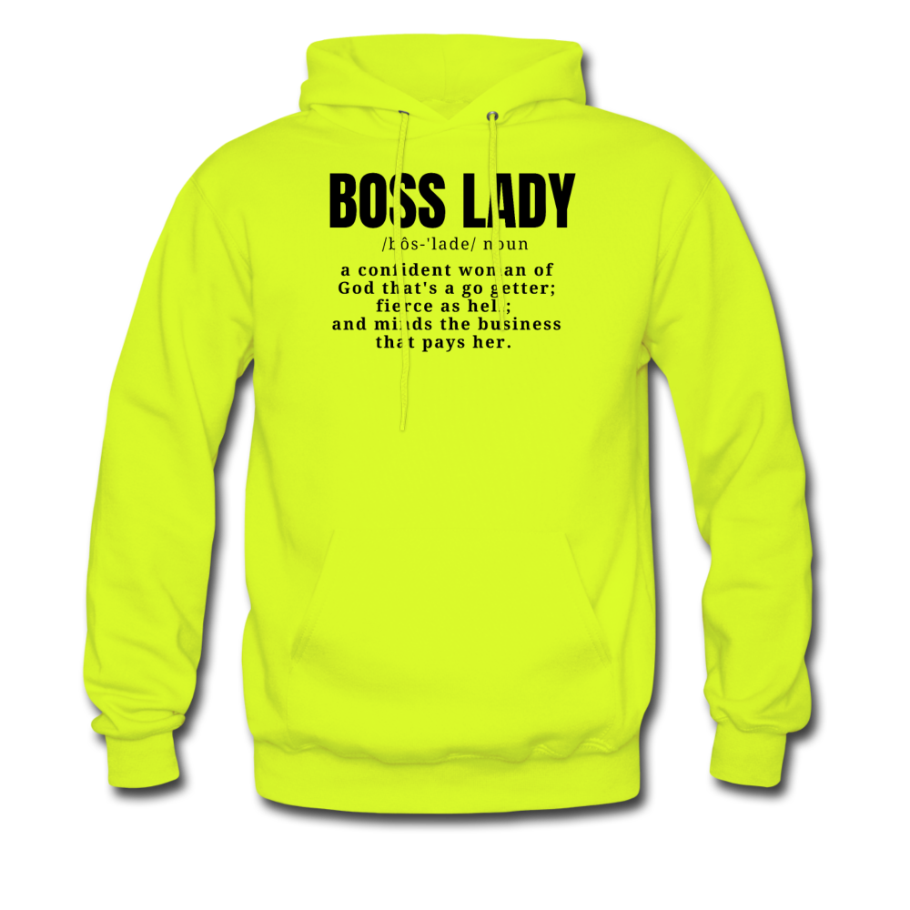 Boss Lady Neon Hoodie - safety green