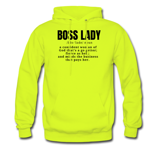 Boss Lady Neon Hoodie - safety green